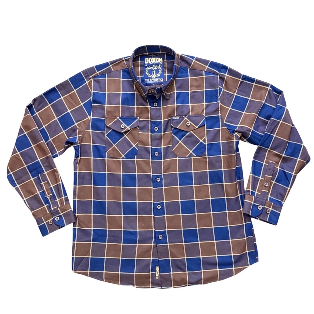 Dixxon Flannel Co The Apprentice Blue Brown Plaid Long Sleeve Shirt Men L SKU116